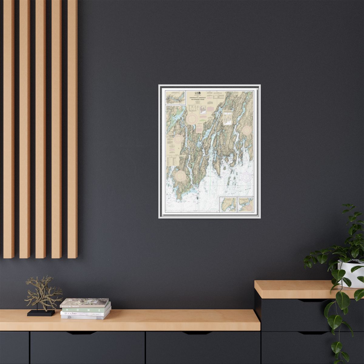 Chart 13293 Damariscotta, Sheepscot and Kennebec Rivers;South Bristol Harbor;Christmas Cove - NOAA Nautical Chart Floating Frame Canvas | 24" x 32" | 30" x 40" - White context-2