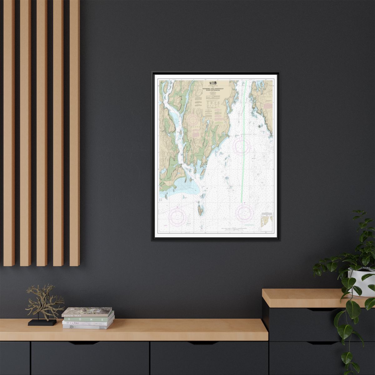 Chart 13295 Kennebec and Sheepscot River Entrances - NOAA Nautical Chart Floating Frame Canvas | 24" x 32" | 30" x 40" - Black context-2