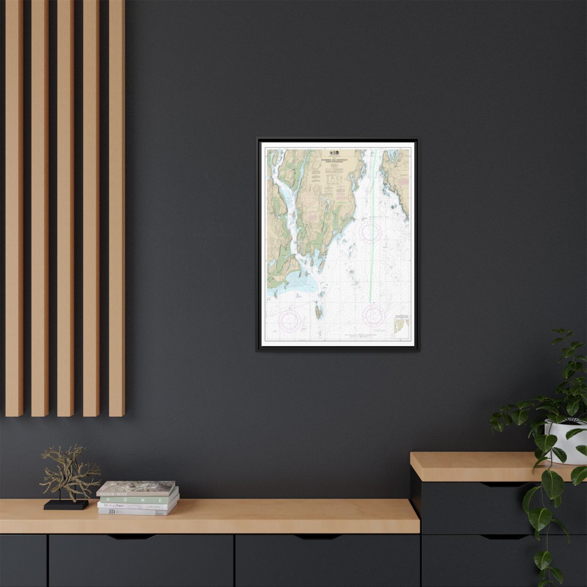 Chart 13295 Kennebec and Sheepscot River Entrances - NOAA Nautical Chart Floating Frame Canvas | 24" x 32" | 30" x 40" - Black context-2