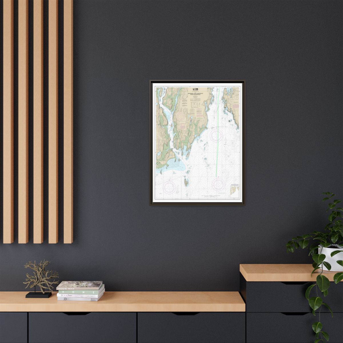 Chart 13295 Kennebec and Sheepscot River Entrances - NOAA Nautical Chart Floating Frame Canvas | 24" x 32" | 30" x 40" - Espresso context-2