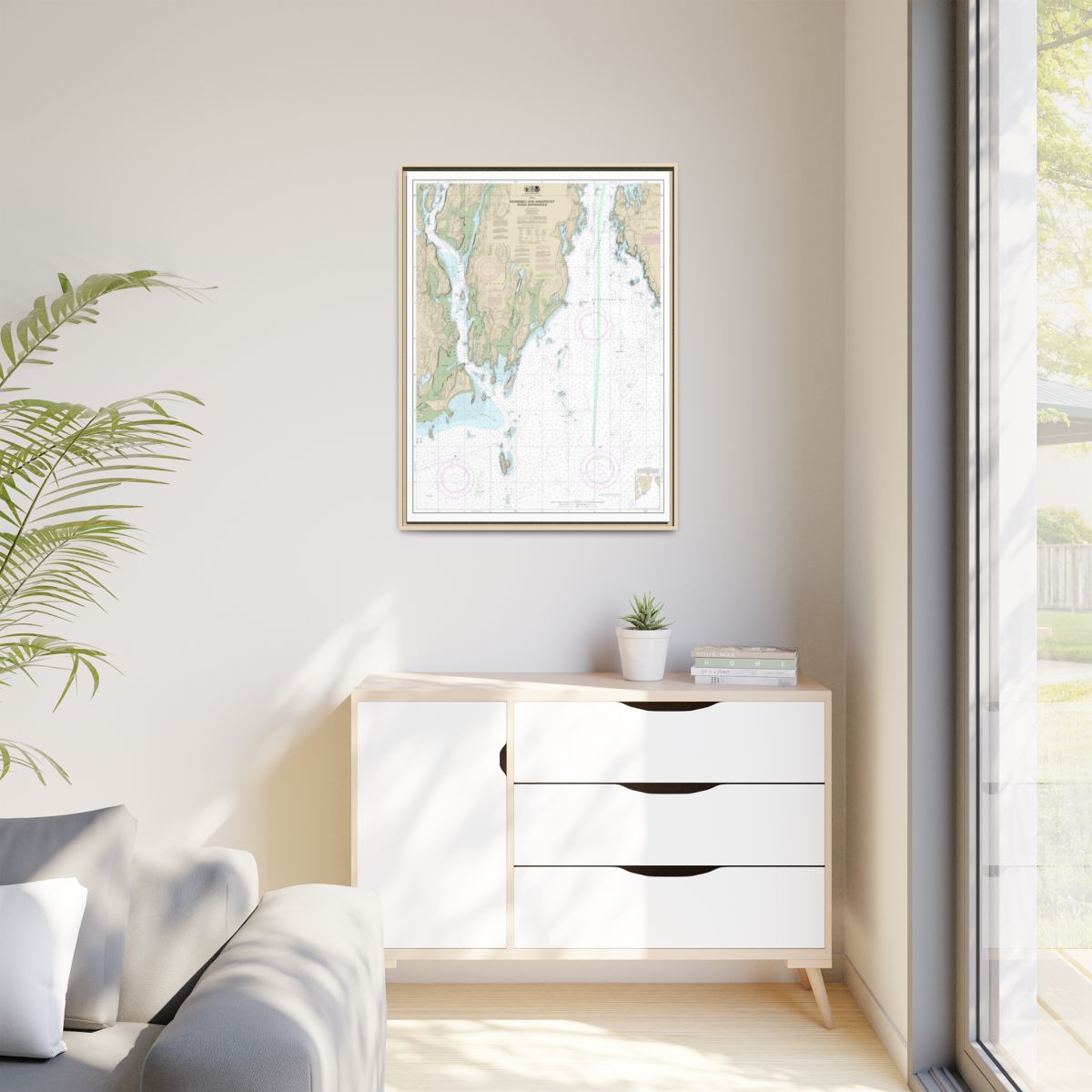 Chart 13295 Kennebec and Sheepscot River Entrances - NOAA Nautical Chart Floating Frame Canvas | 24" x 32" | 30" x 40" - Natural context-1