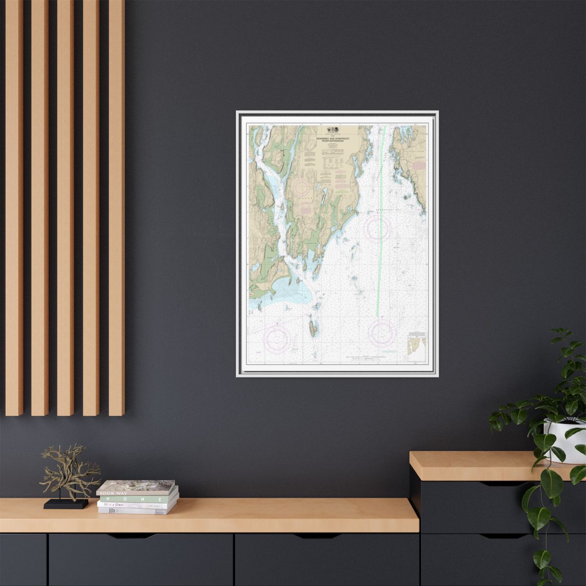 Chart 13295 Kennebec and Sheepscot River Entrances - NOAA Nautical Chart Floating Frame Canvas | 24" x 32" | 30" x 40" - White context-2