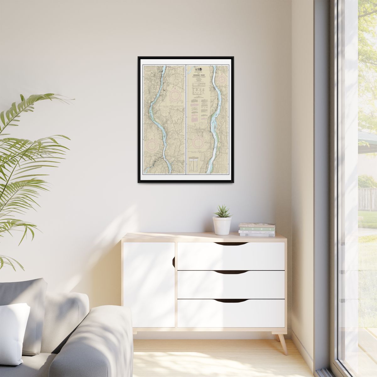 Chart 13297 Kennebec River Courthouse Point to Augusta - NOAA Nautical Chart Floating Frame Canvas | 24" x 32" | 30" x 40" - Black context-1