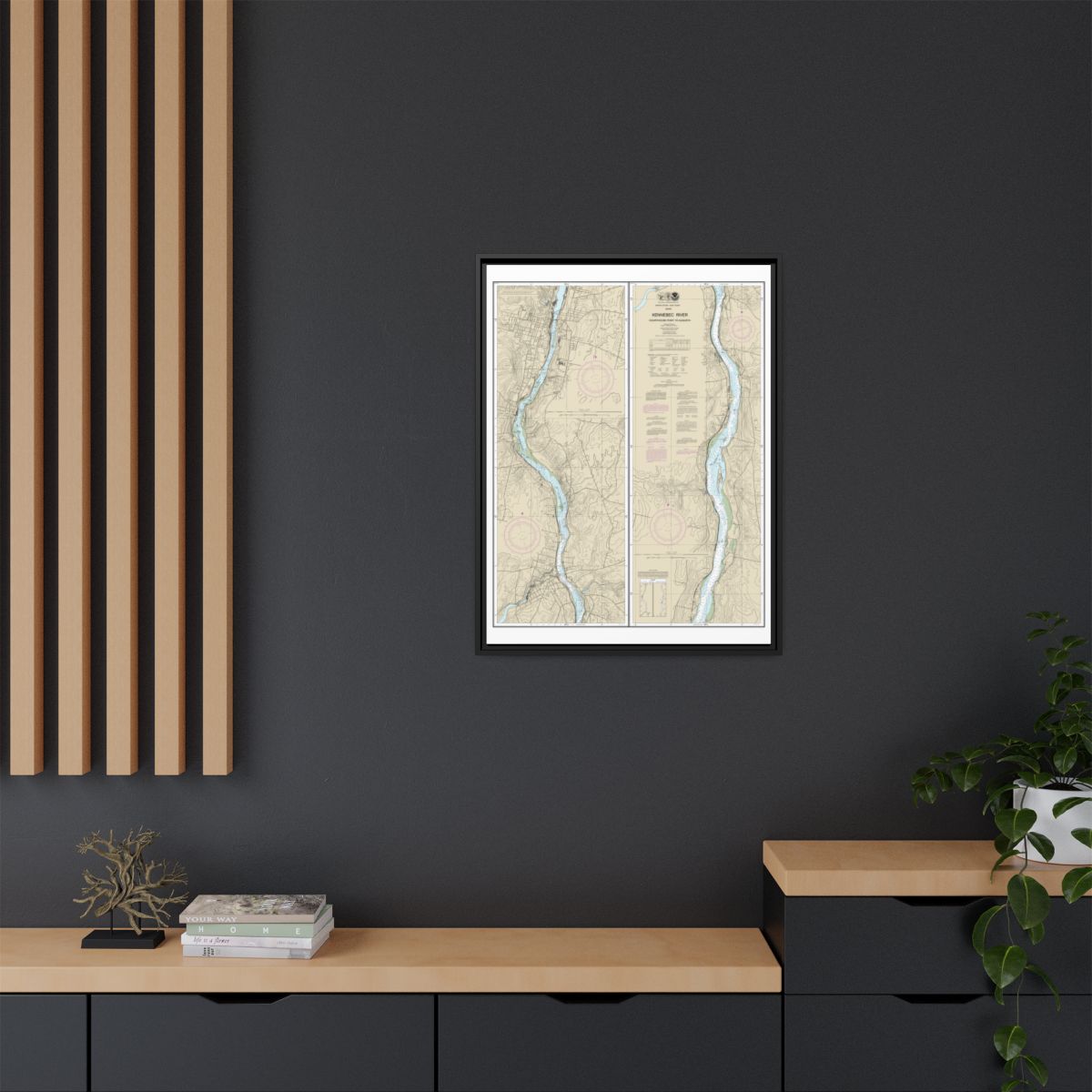 Chart 13297 Kennebec River Courthouse Point to Augusta - NOAA Nautical Chart Floating Frame Canvas | 24" x 32" | 30" x 40" - Black context-2
