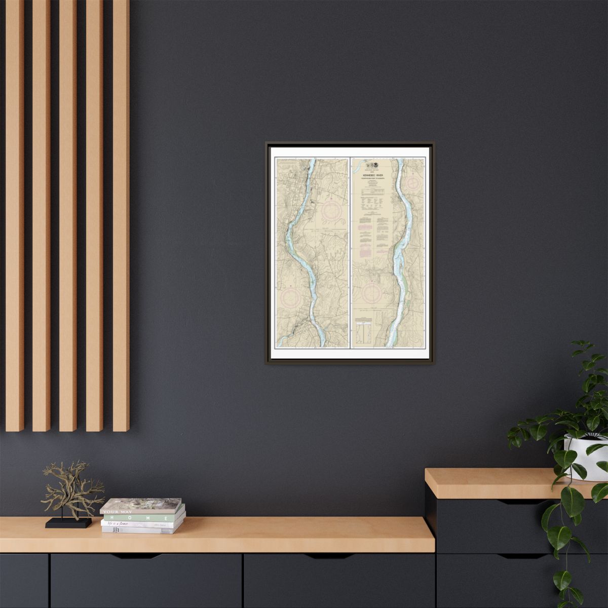 Chart 13297 Kennebec River Courthouse Point to Augusta - NOAA Nautical Chart Floating Frame Canvas | 24" x 32" | 30" x 40" - Espresso context-2