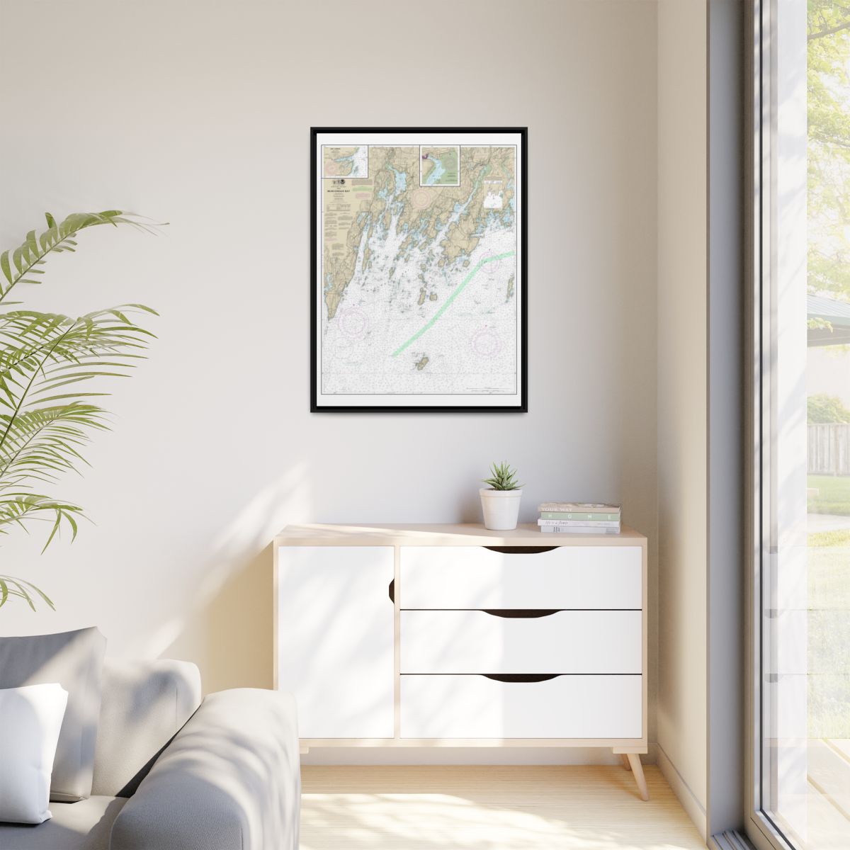 Chart 13301 Muscongus Bay;New Harbor;Thomaston - NOAA Nautical Chart Floating Frame Canvas | 24" x 32" | 30" x 40" - Black context-1