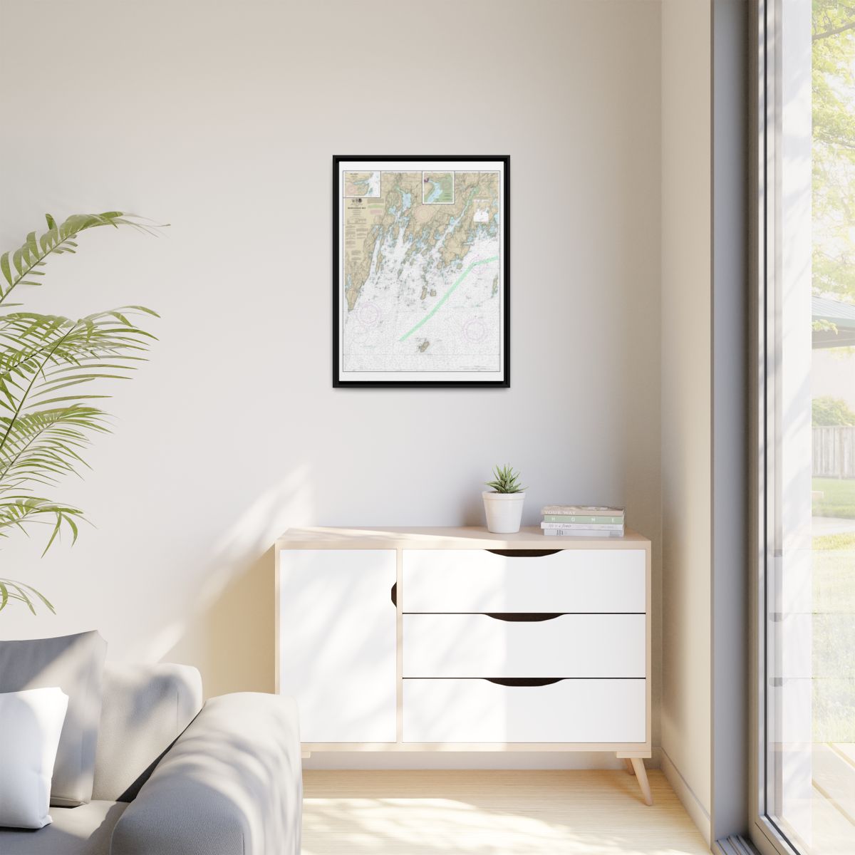 Chart 13301 Muscongus Bay;New Harbor;Thomaston - NOAA Nautical Chart Floating Frame Canvas | 24" x 32" | 30" x 40" - Black context-1