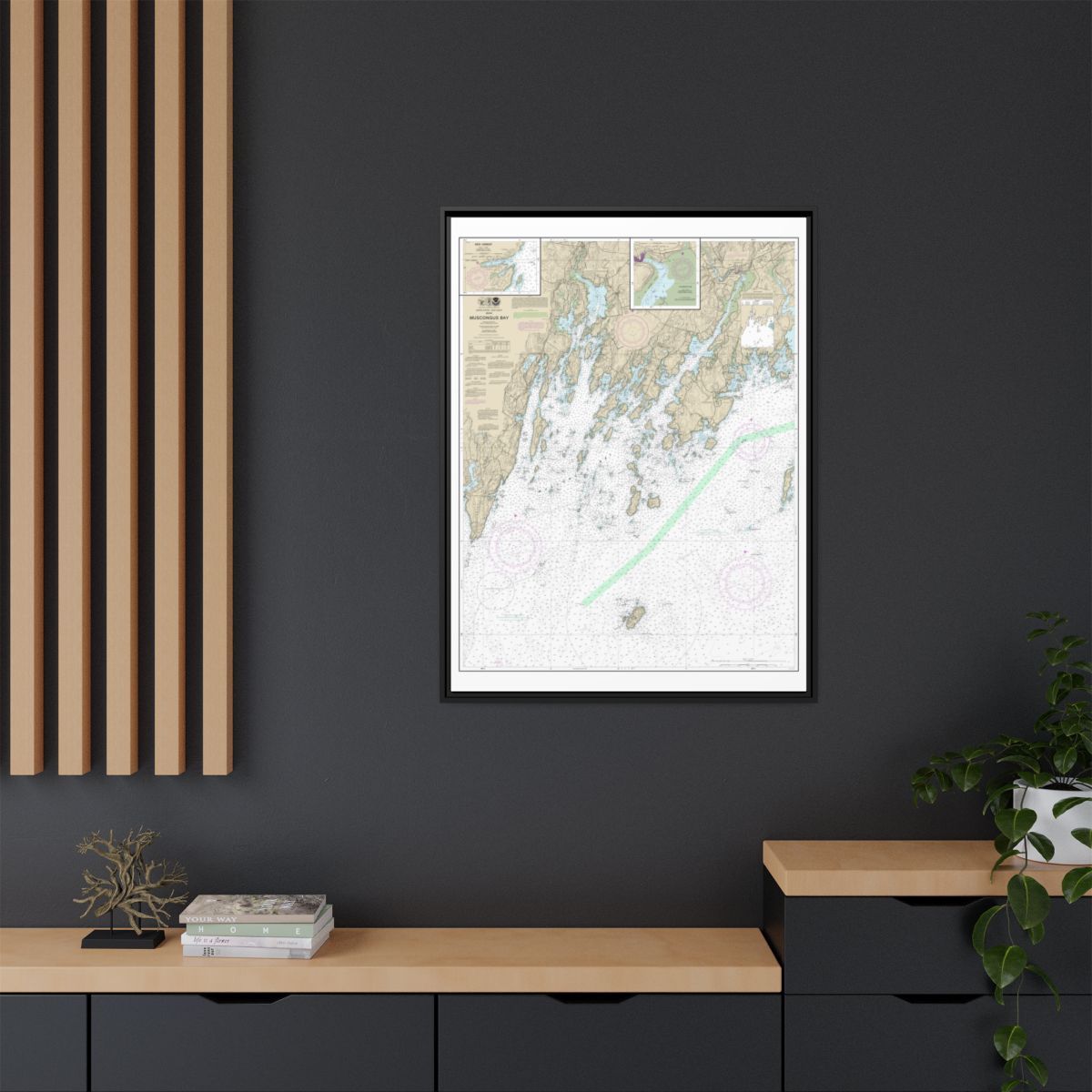 Chart 13301 Muscongus Bay;New Harbor;Thomaston - NOAA Nautical Chart Floating Frame Canvas | 24" x 32" | 30" x 40" - Black context-2