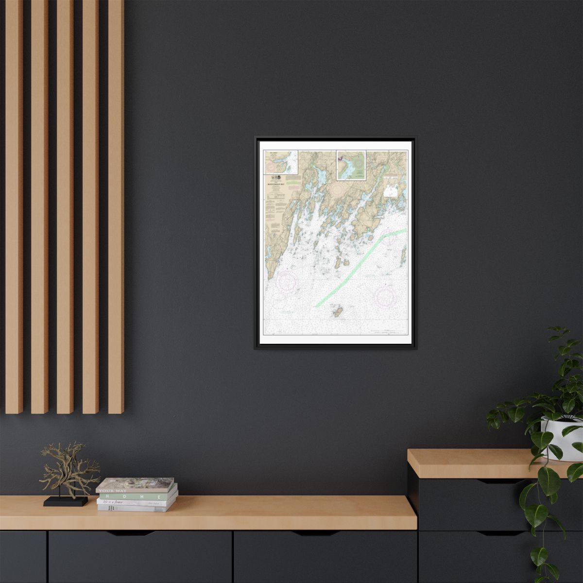 Chart 13301 Muscongus Bay;New Harbor;Thomaston - NOAA Nautical Chart Floating Frame Canvas | 24" x 32" | 30" x 40" - Black context-2