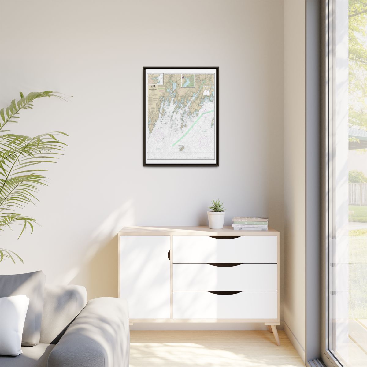 Chart 13301 Muscongus Bay;New Harbor;Thomaston - NOAA Nautical Chart Floating Frame Canvas | 24" x 32" | 30" x 40" - Espresso context-1