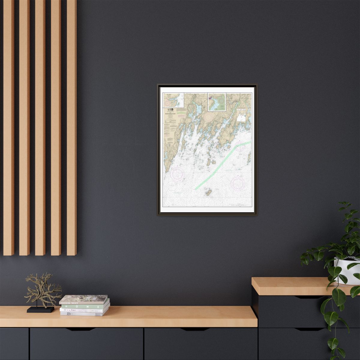 Chart 13301 Muscongus Bay;New Harbor;Thomaston - NOAA Nautical Chart Floating Frame Canvas | 24" x 32" | 30" x 40" - Espresso context-2