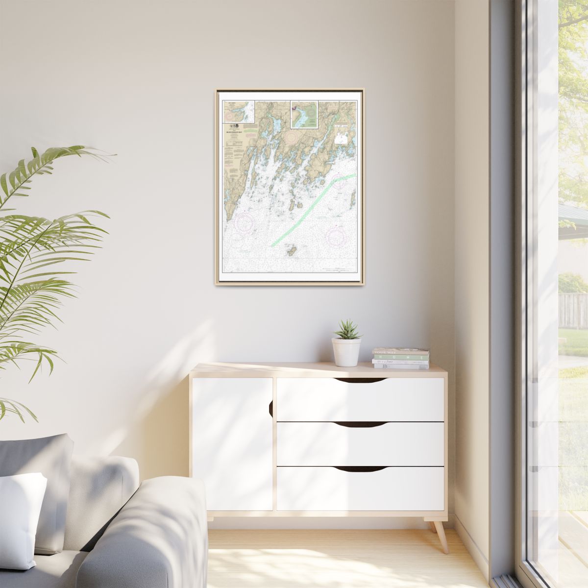 Chart 13301 Muscongus Bay;New Harbor;Thomaston - NOAA Nautical Chart Floating Frame Canvas | 24" x 32" | 30" x 40" - Natural context-1