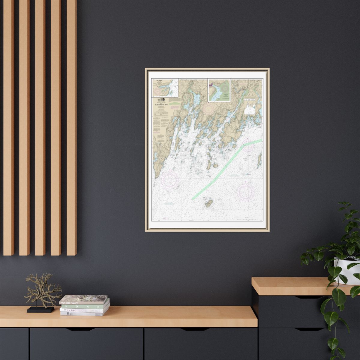 Chart 13301 Muscongus Bay;New Harbor;Thomaston - NOAA Nautical Chart Floating Frame Canvas | 24" x 32" | 30" x 40" - Natural context-2