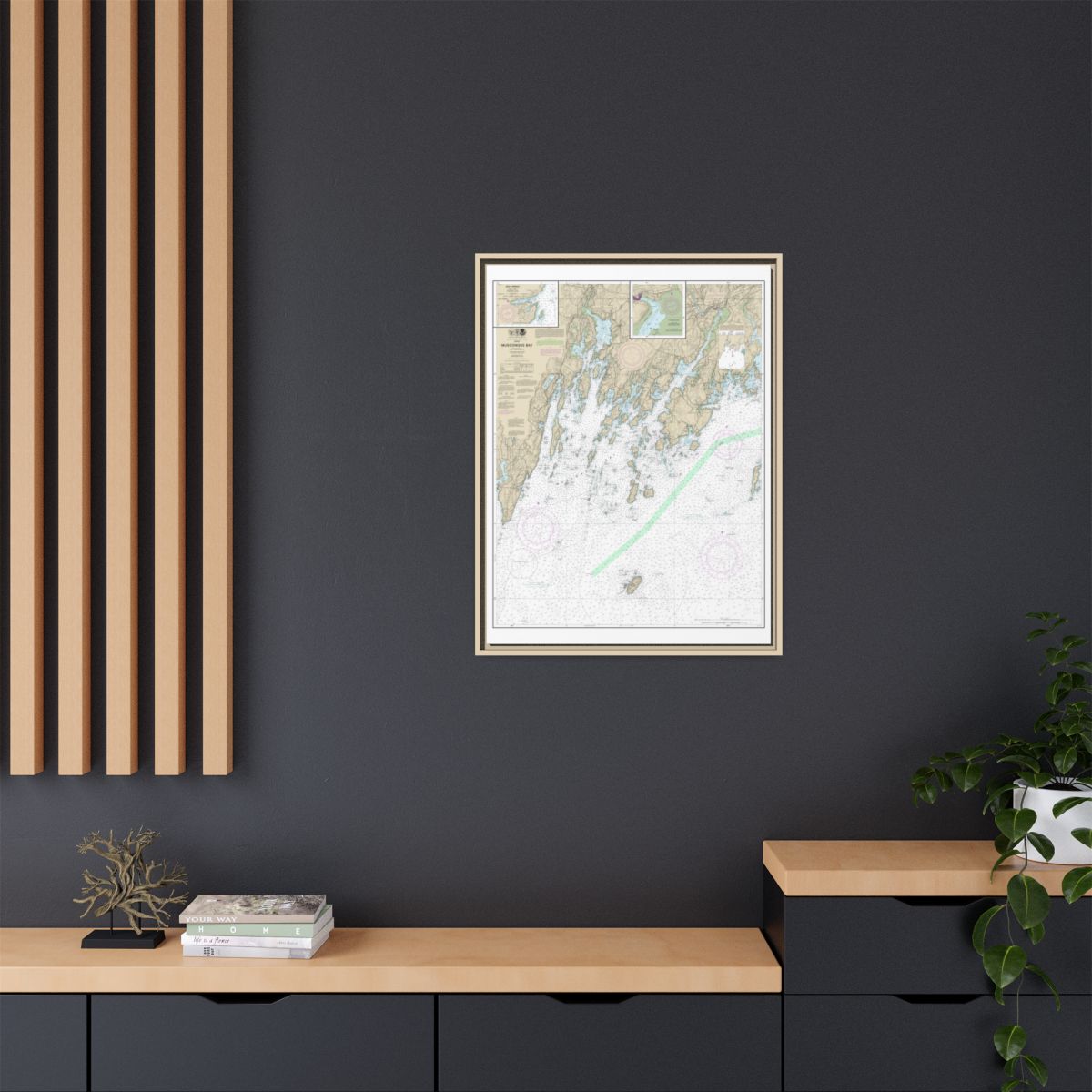 Chart 13301 Muscongus Bay;New Harbor;Thomaston - NOAA Nautical Chart Floating Frame Canvas | 24" x 32" | 30" x 40" - Natural context-2
