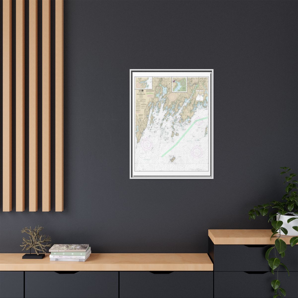 Chart 13301 Muscongus Bay;New Harbor;Thomaston - NOAA Nautical Chart Floating Frame Canvas | 24" x 32" | 30" x 40" - White context-2