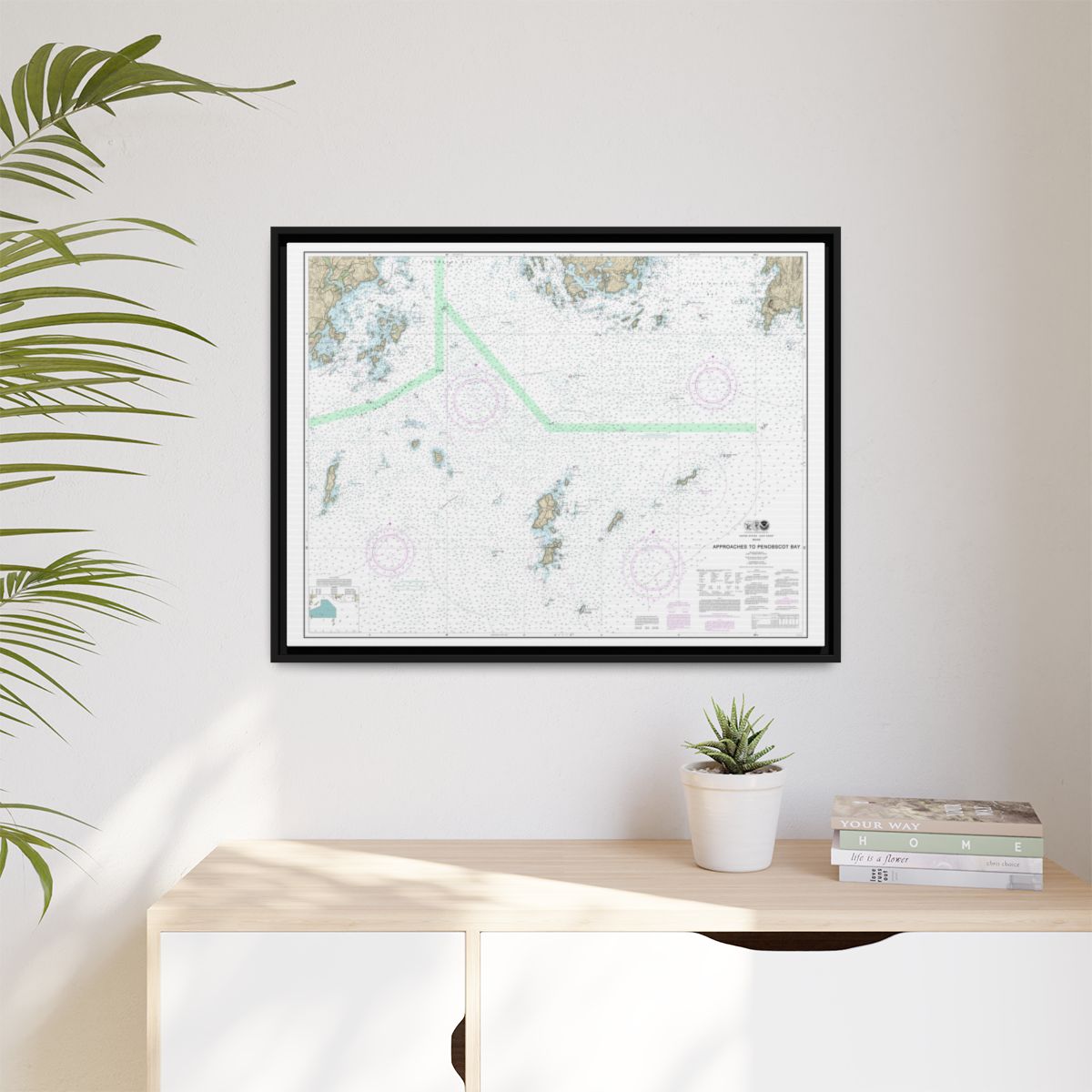 Chart 13303 Approaches to Penobscot Bay - NOAA Nautical Chart Floating Frame Canvas | 32" x 24" | 40" x 30" - Black context-1