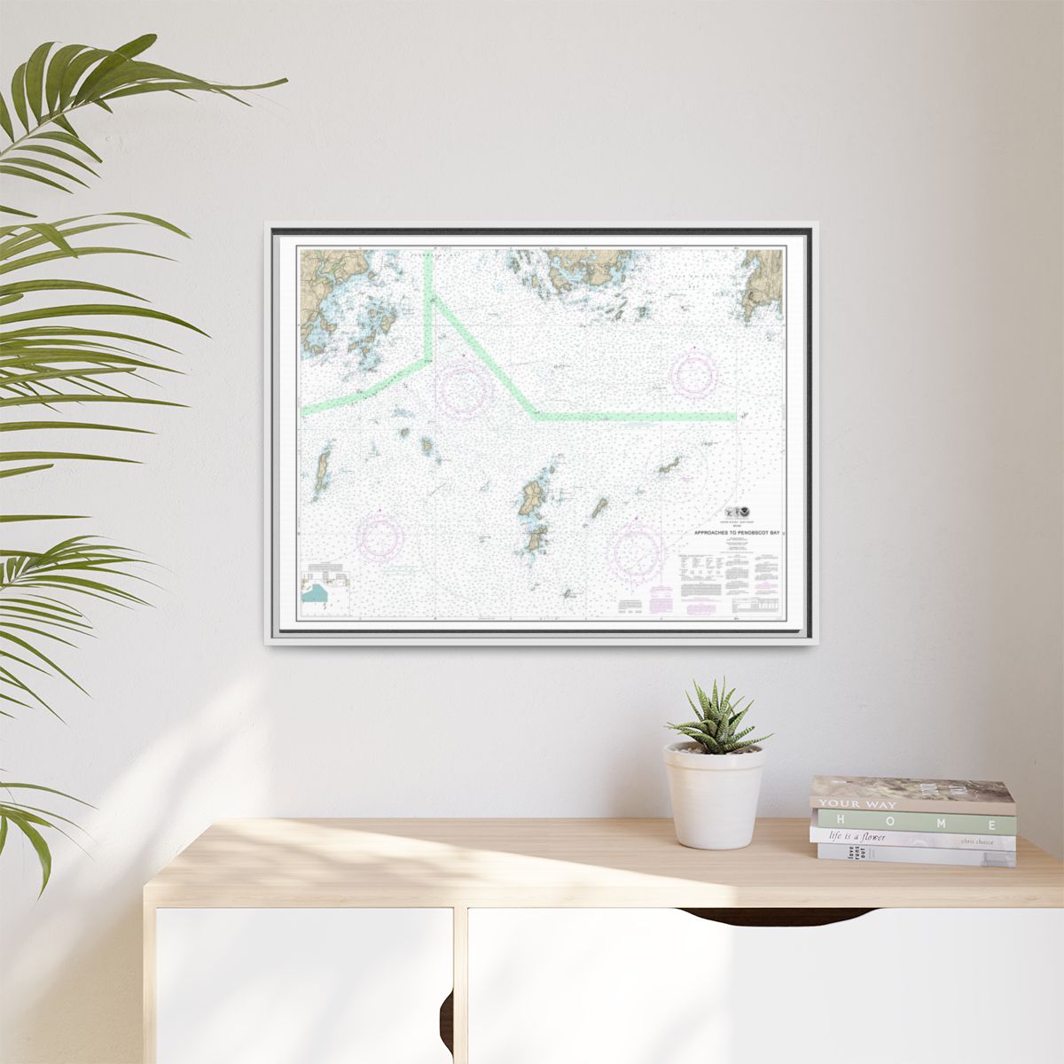 Chart 13303 Approaches to Penobscot Bay - NOAA Nautical Chart Floating Frame Canvas | 32" x 24" | 40" x 30" - White context-1