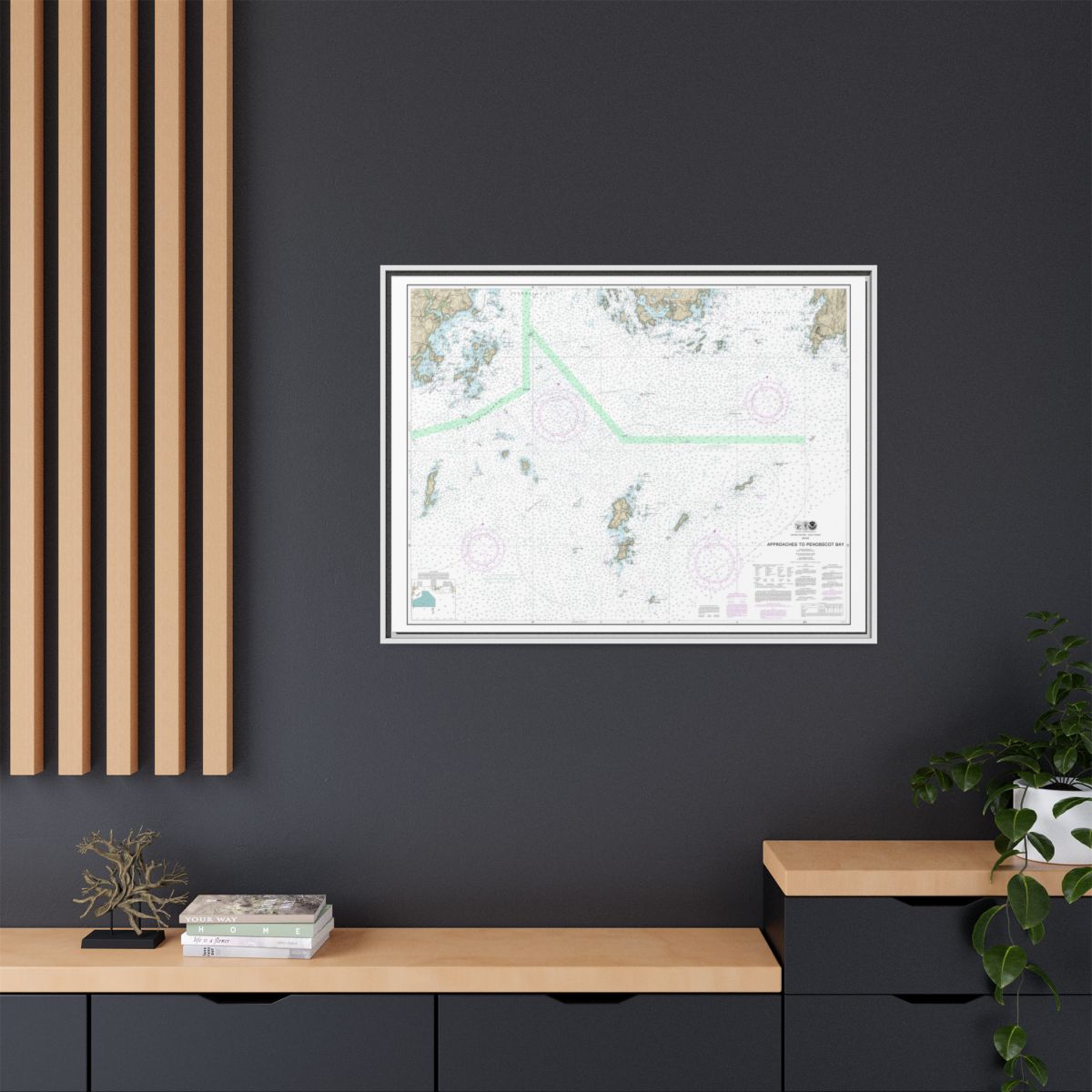 Chart 13303 Approaches to Penobscot Bay - NOAA Nautical Chart Floating Frame Canvas | 32" x 24" | 40" x 30" - White context-2