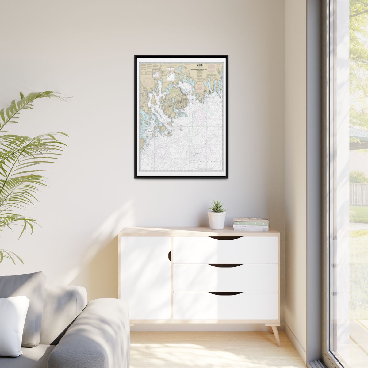 Chart 13312 Frenchman and Blue Hill Bays and Approaches - NOAA Nautical Chart Floating Frame Canvas | 24" x 32" | 30" x 40" - Black context-1