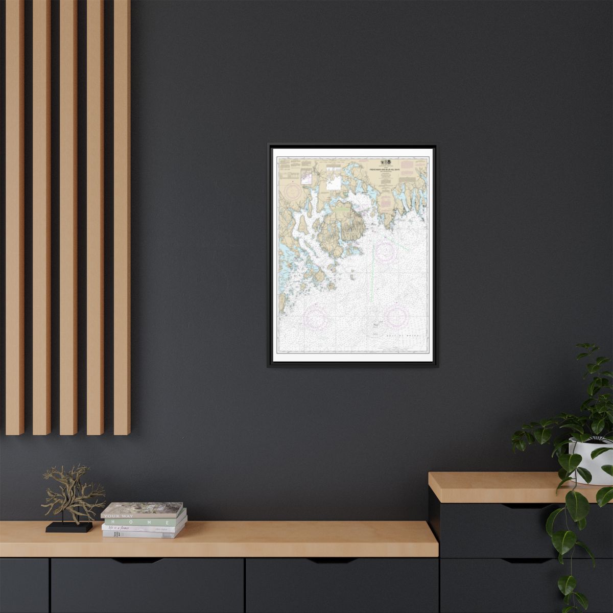 Chart 13312 Frenchman and Blue Hill Bays and Approaches - NOAA Nautical Chart Floating Frame Canvas | 24" x 32" | 30" x 40" - Black context-2