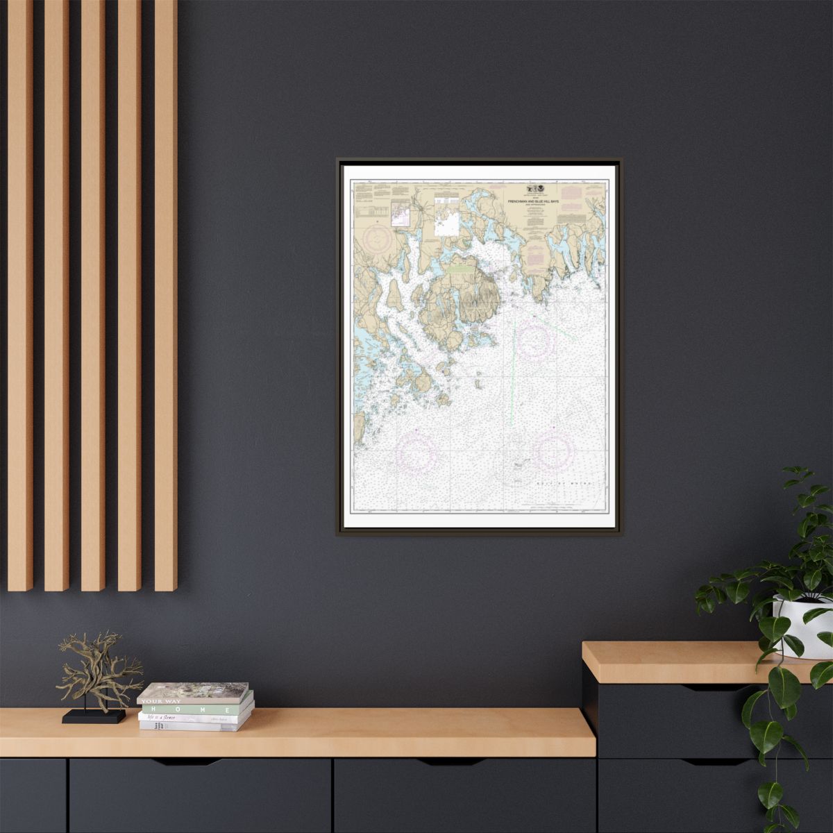 Chart 13312 Frenchman and Blue Hill Bays and Approaches - NOAA Nautical Chart Floating Frame Canvas | 24" x 32" | 30" x 40" - Espresso context-2