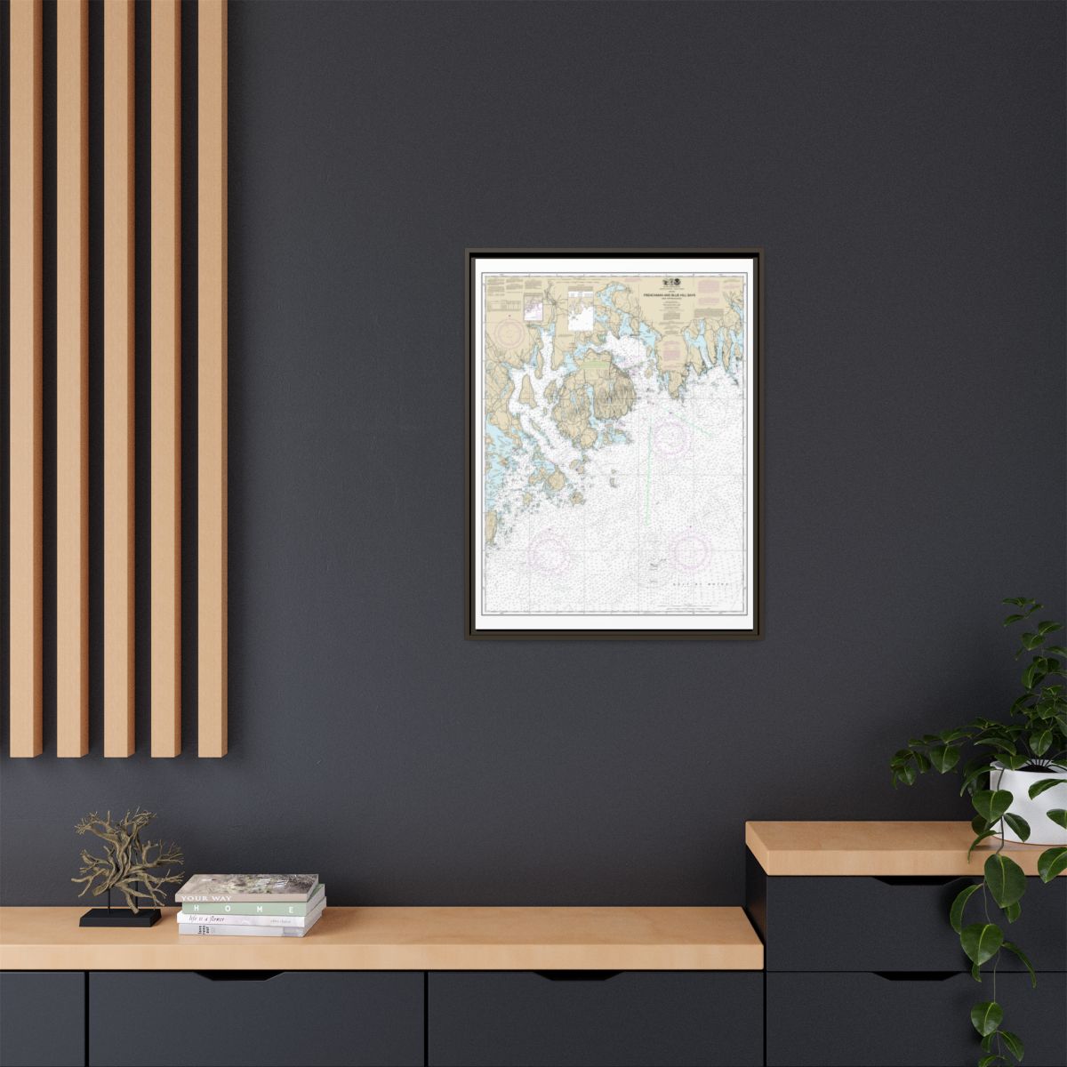 Chart 13312 Frenchman and Blue Hill Bays and Approaches - NOAA Nautical Chart Floating Frame Canvas | 24" x 32" | 30" x 40" - Espresso context-2