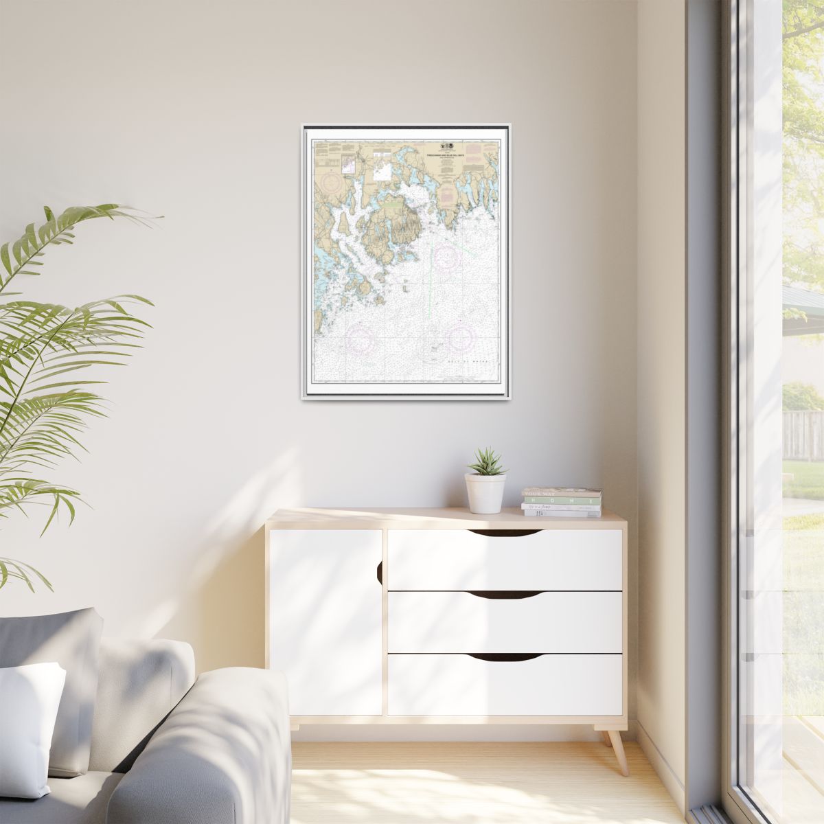Chart 13312 Frenchman and Blue Hill Bays and Approaches - NOAA Nautical Chart Floating Frame Canvas | 24" x 32" | 30" x 40" - White context-1