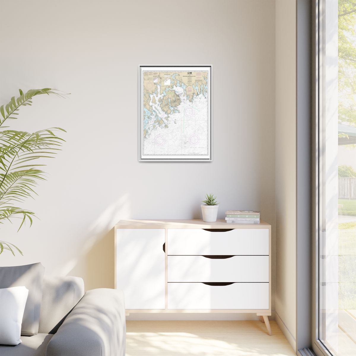 Chart 13312 Frenchman and Blue Hill Bays and Approaches - NOAA Nautical Chart Floating Frame Canvas | 24" x 32" | 30" x 40" - White context-1