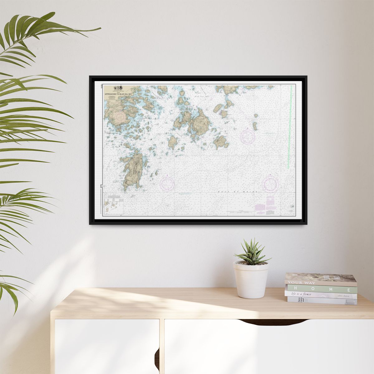 Chart 13313 Approaches to Blue Hill Bay - NOAA Nautical Chart Floating Frame Canvas | 30" x 20" | 36" x 24" | 48" x 32" - Black context-1
