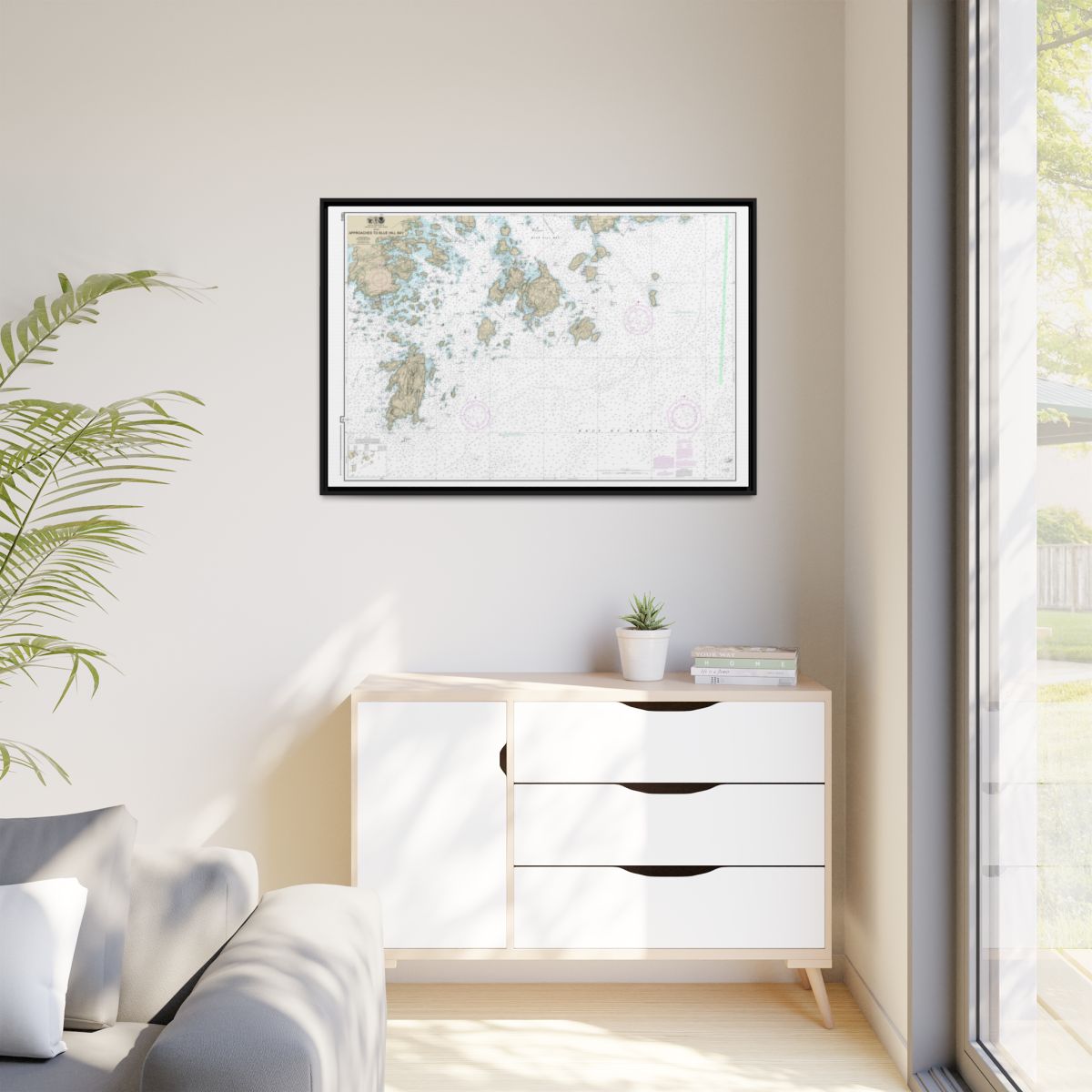 Chart 13313 Approaches to Blue Hill Bay - NOAA Nautical Chart Floating Frame Canvas | 30" x 20" | 36" x 24" | 48" x 32" - Black context-1