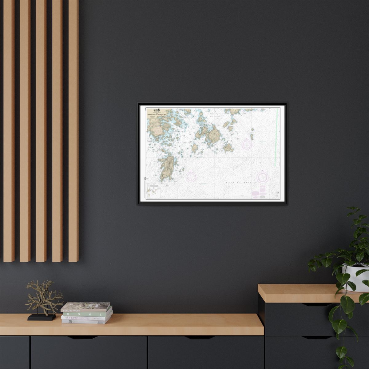 Chart 13313 Approaches to Blue Hill Bay - NOAA Nautical Chart Floating Frame Canvas | 30" x 20" | 36" x 24" | 48" x 32" - Black context-2