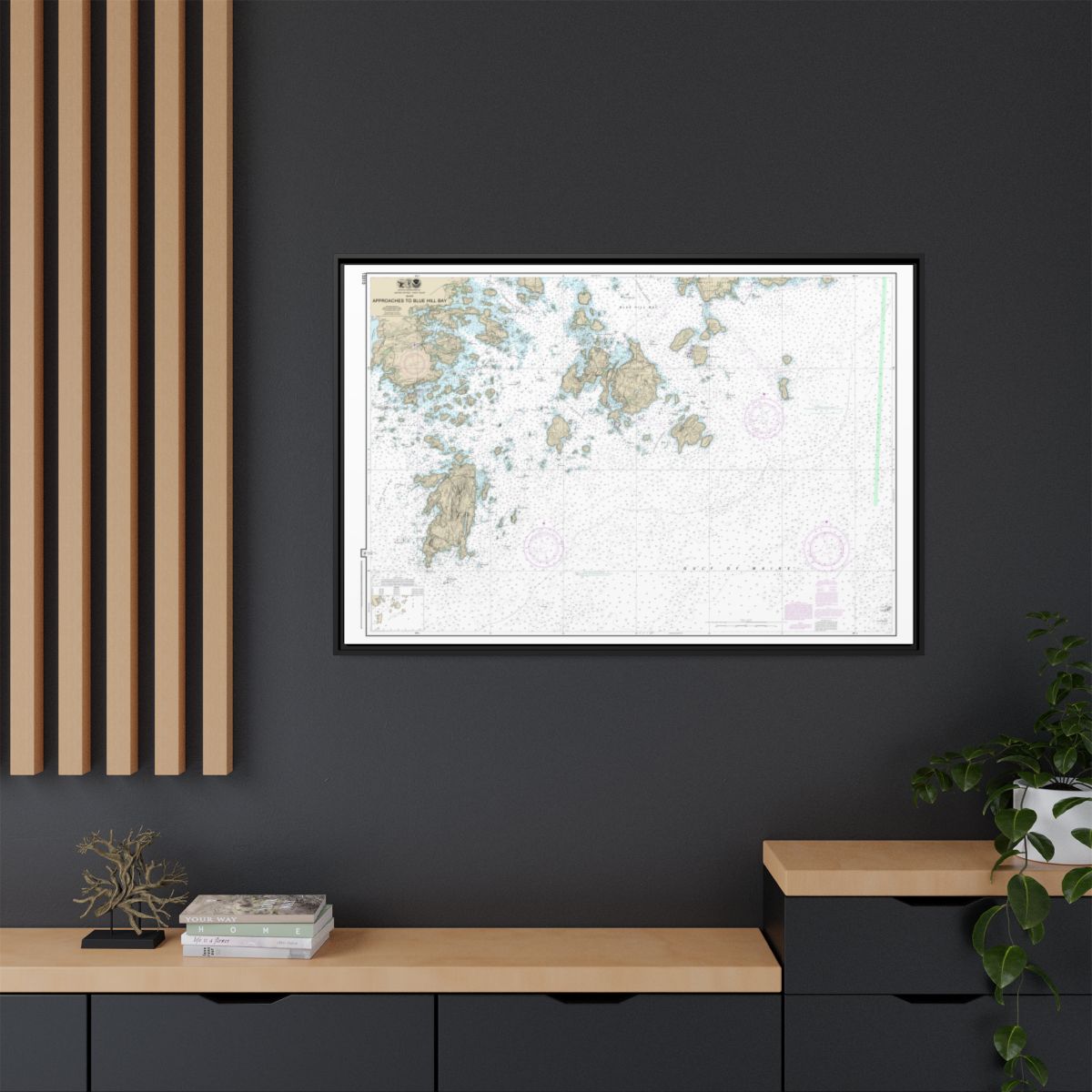 Chart 13313 Approaches to Blue Hill Bay - NOAA Nautical Chart Floating Frame Canvas | 30" x 20" | 36" x 24" | 48" x 32" - Black context-2