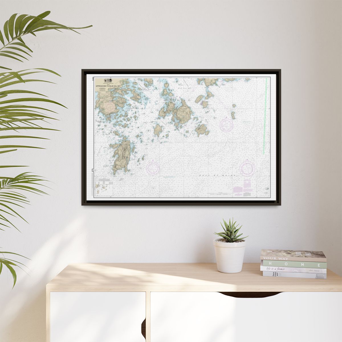 Chart 13313 Approaches to Blue Hill Bay - NOAA Nautical Chart Floating Frame Canvas | 30" x 20" | 36" x 24" | 48" x 32" - Espresso context-1