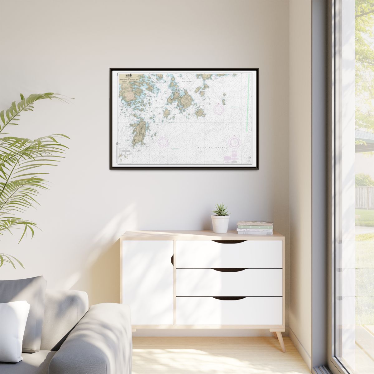 Chart 13313 Approaches to Blue Hill Bay - NOAA Nautical Chart Floating Frame Canvas | 30" x 20" | 36" x 24" | 48" x 32" - Espresso context-1