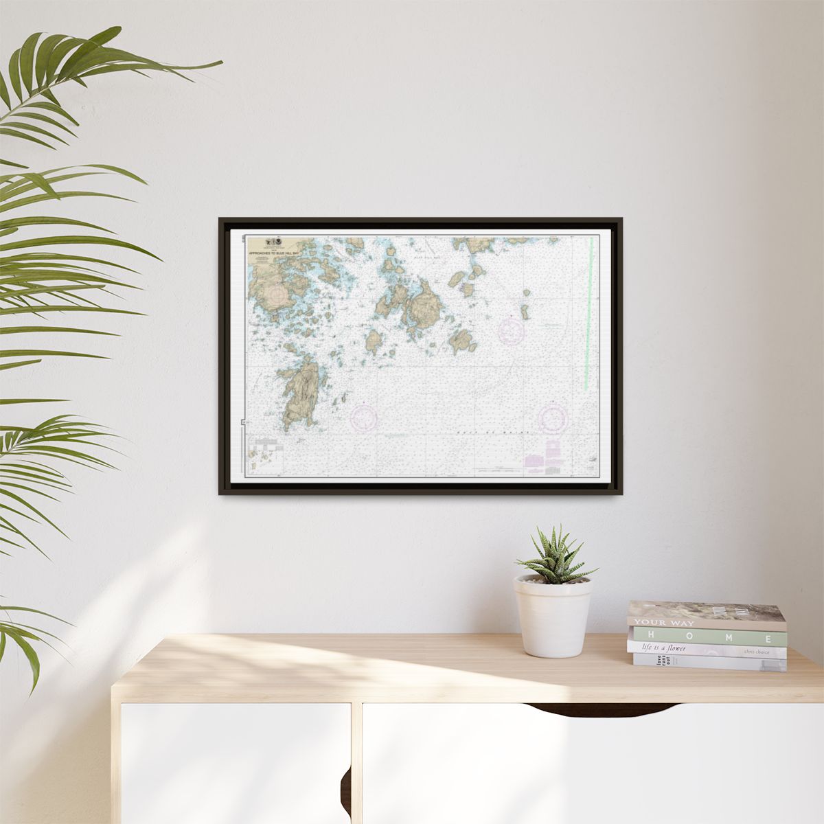 Chart 13313 Approaches to Blue Hill Bay - NOAA Nautical Chart Floating Frame Canvas | 30" x 20" | 36" x 24" | 48" x 32" - Espresso context-1