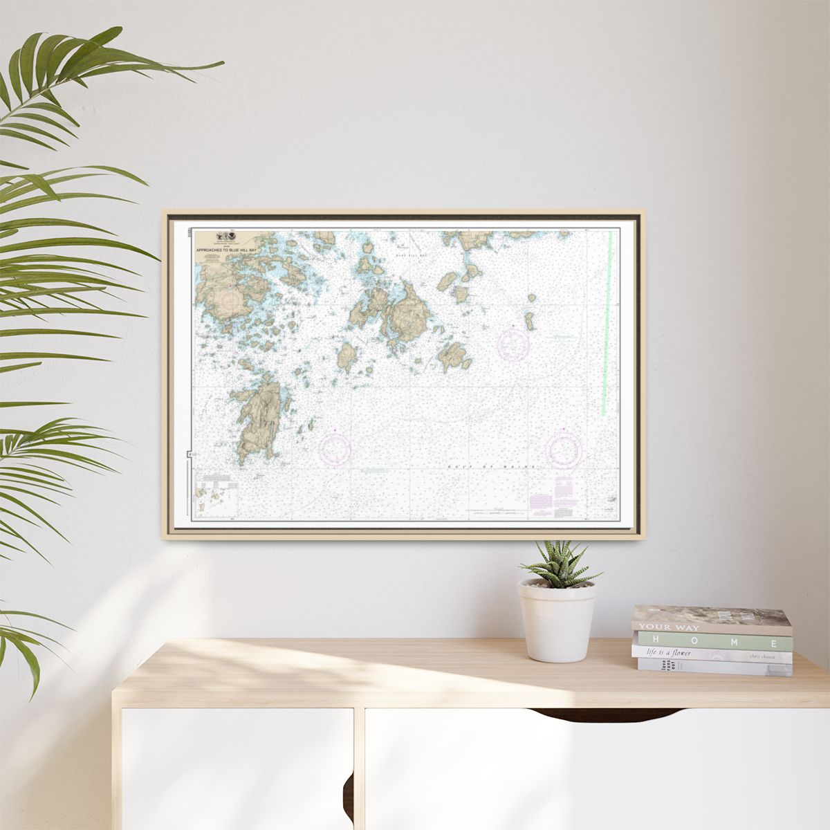 Chart 13313 Approaches to Blue Hill Bay - NOAA Nautical Chart Floating Frame Canvas | 30" x 20" | 36" x 24" | 48" x 32" - Natural context-1