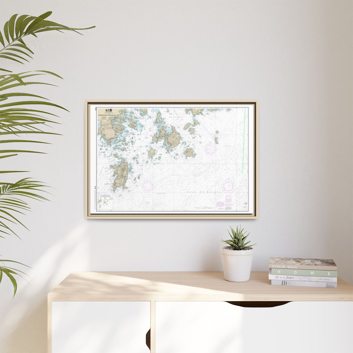 Chart 13313 Approaches to Blue Hill Bay - NOAA Nautical Chart Floating Frame Canvas | 30" x 20" | 36" x 24" | 48" x 32" - Natural context-1