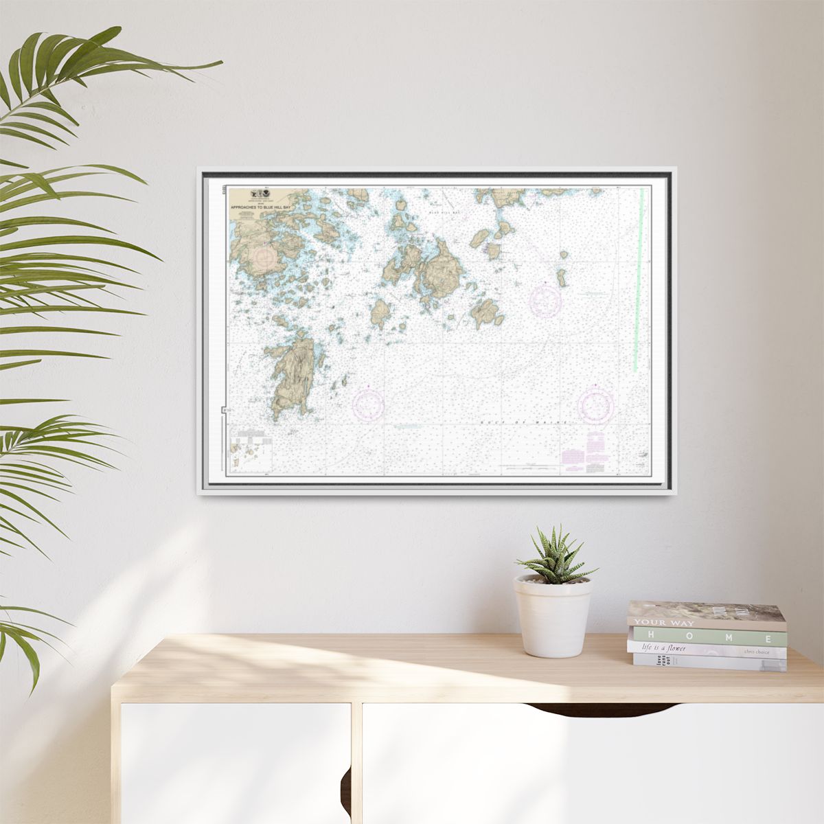 Chart 13313 Approaches to Blue Hill Bay - NOAA Nautical Chart Floating Frame Canvas | 30" x 20" | 36" x 24" | 48" x 32" - White context-1