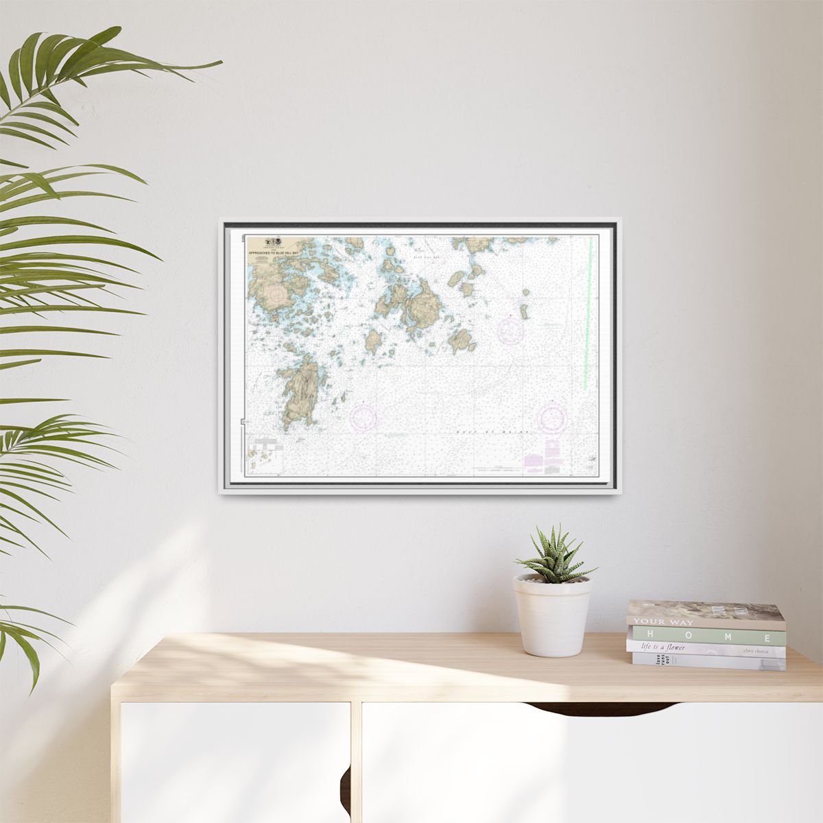 Chart 13313 Approaches to Blue Hill Bay - NOAA Nautical Chart Floating Frame Canvas | 30" x 20" | 36" x 24" | 48" x 32" - White context-1