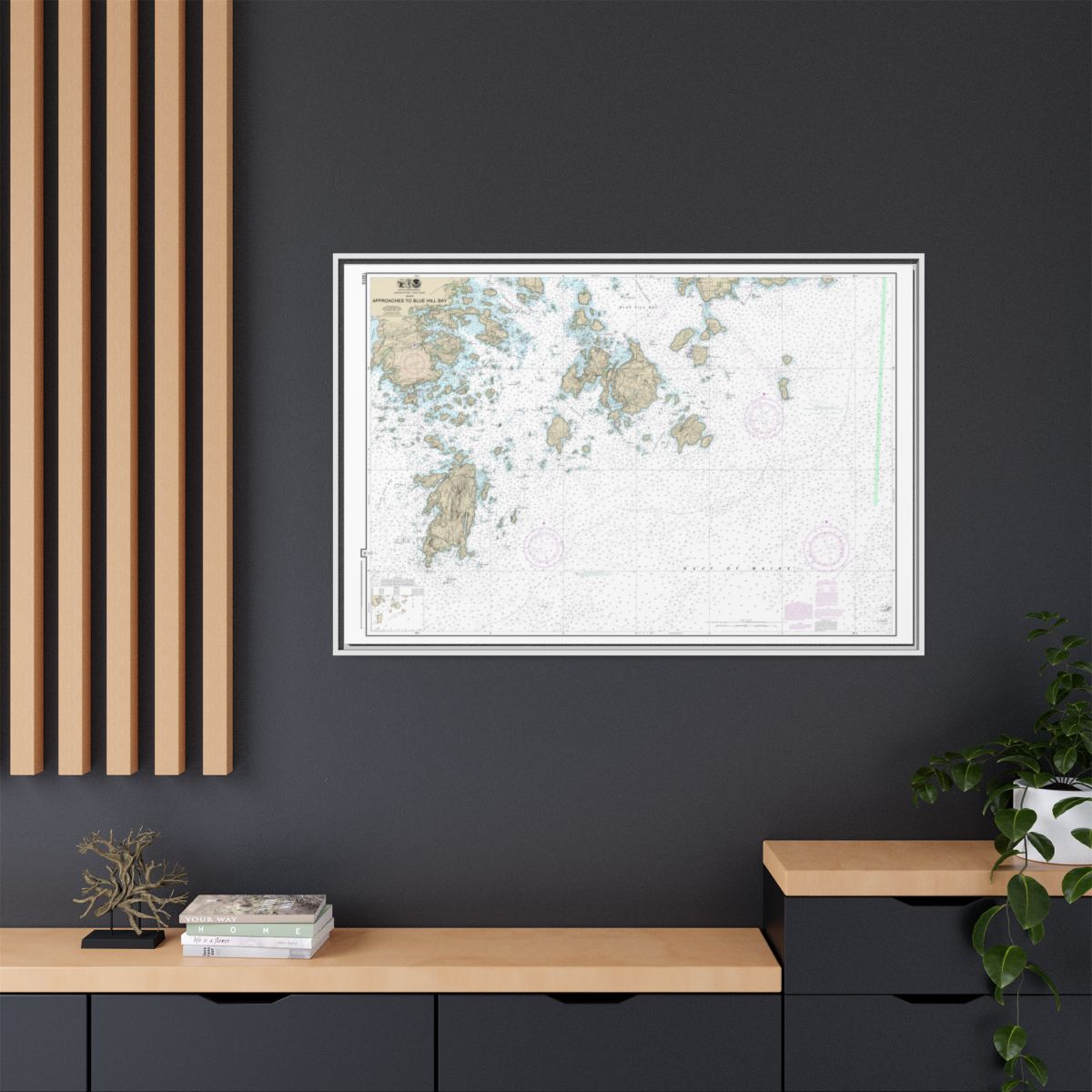Chart 13313 Approaches to Blue Hill Bay - NOAA Nautical Chart Floating Frame Canvas | 30" x 20" | 36" x 24" | 48" x 32" - White context-2