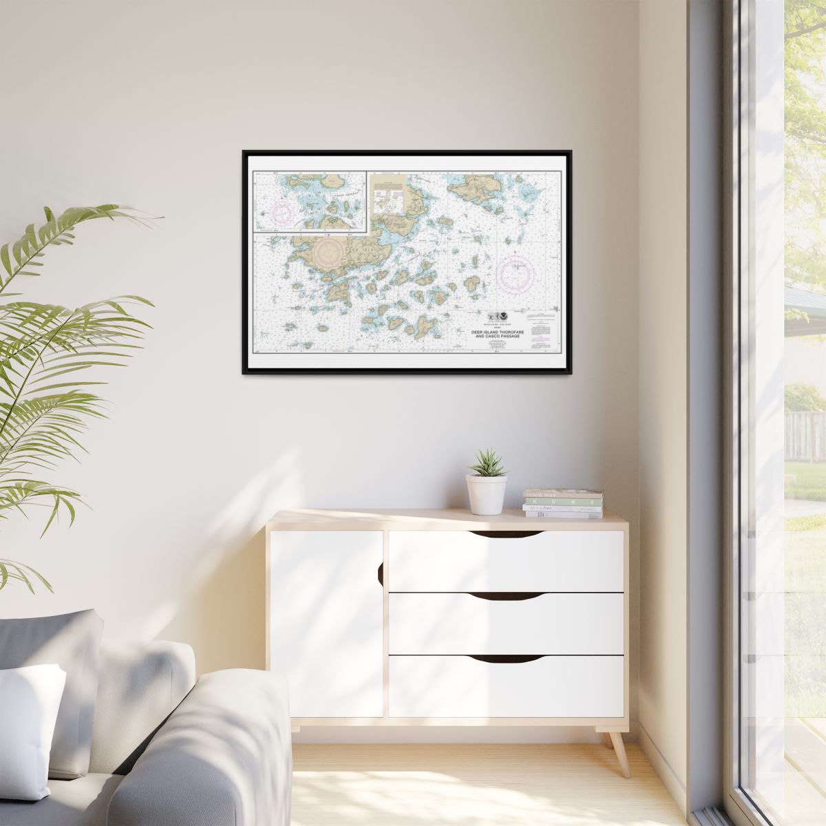 Chart 13315 Deer Island Thorofare and Casco Passage - NOAA Nautical Chart Floating Frame Canvas | 30" x 20" | 36" x 24" | 48" x 32" - Black context-1