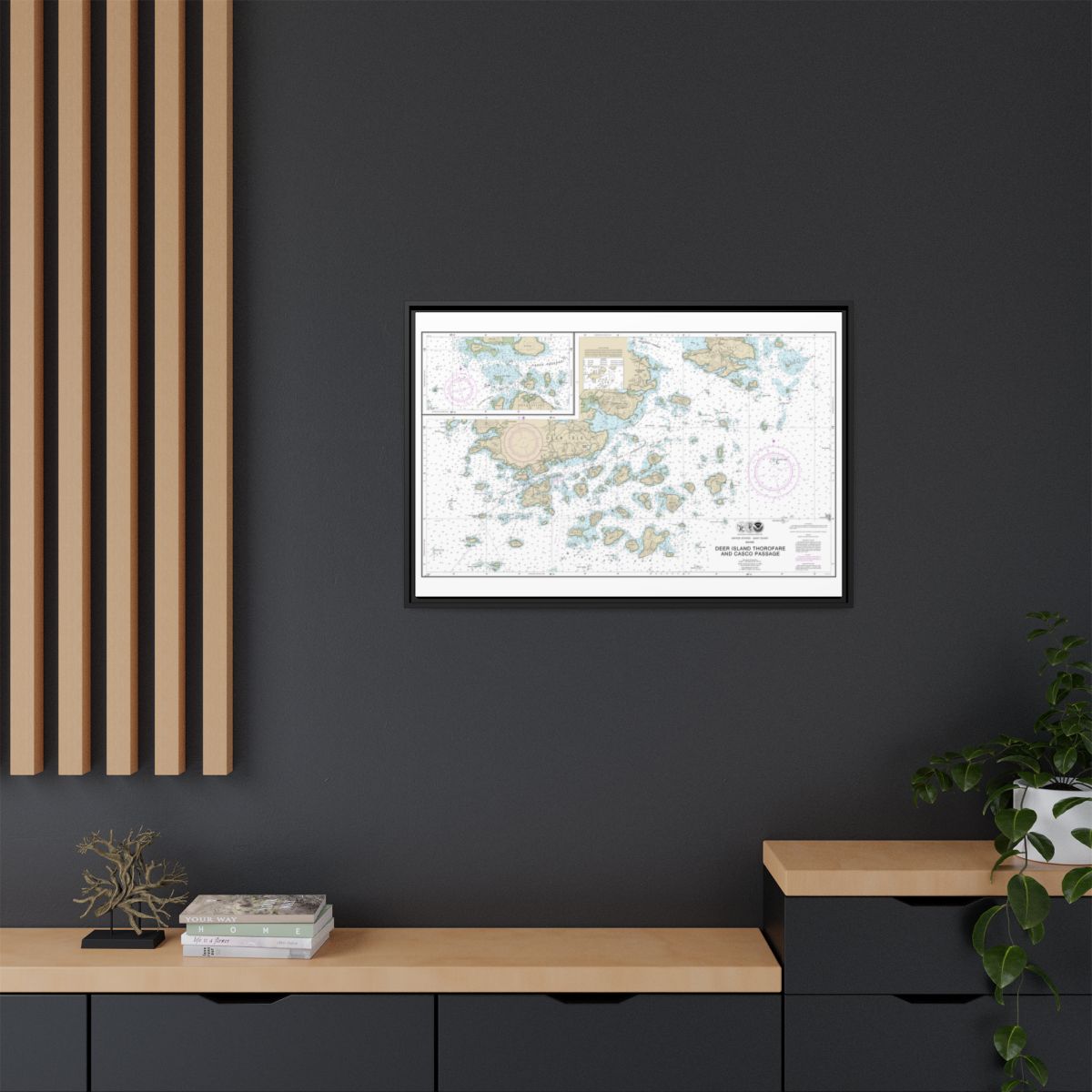 Chart 13315 Deer Island Thorofare and Casco Passage - NOAA Nautical Chart Floating Frame Canvas | 30" x 20" | 36" x 24" | 48" x 32" - Black context-2
