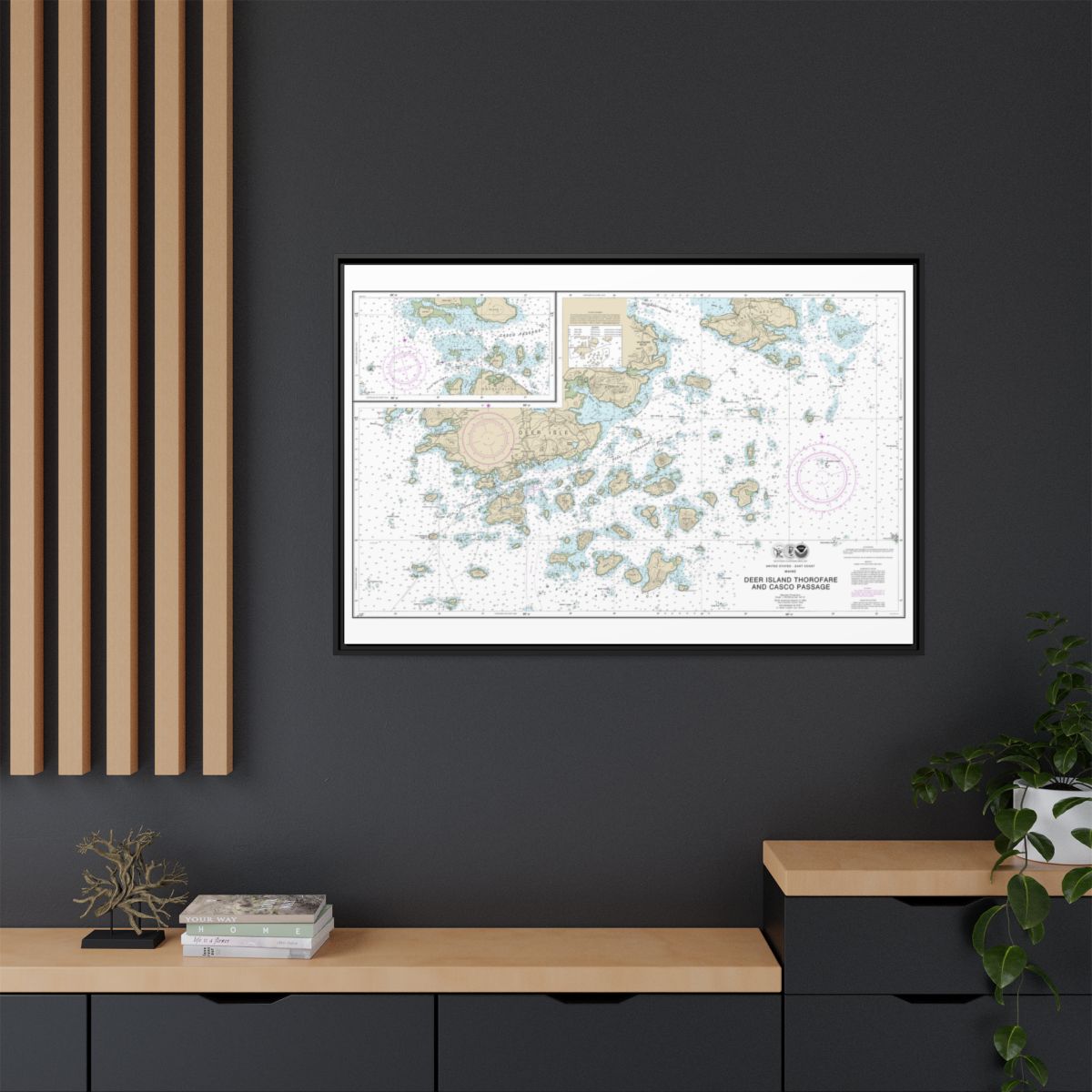 Chart 13315 Deer Island Thorofare and Casco Passage - NOAA Nautical Chart Floating Frame Canvas | 30" x 20" | 36" x 24" | 48" x 32" - Black context-2