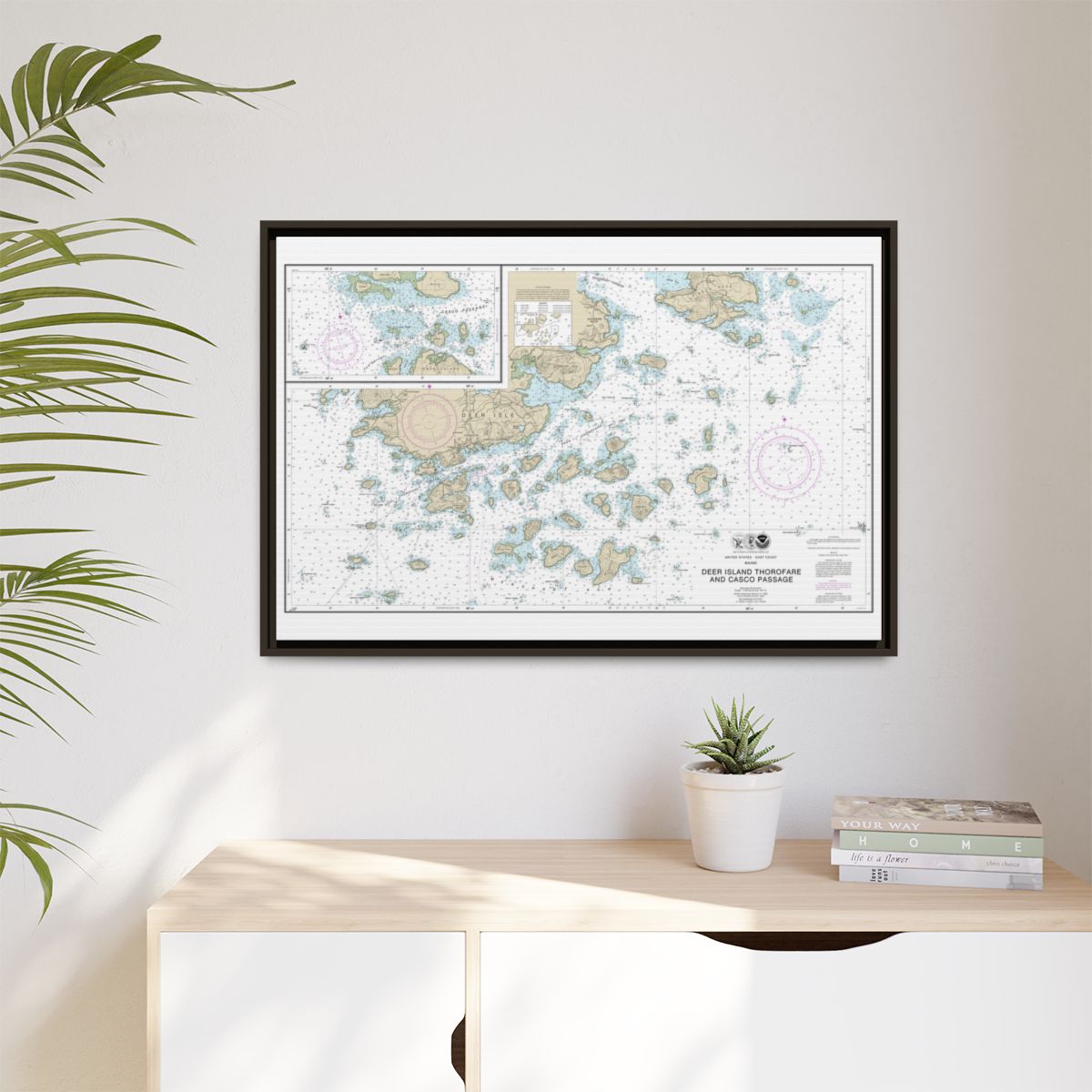 Chart 13315 Deer Island Thorofare and Casco Passage - NOAA Nautical Chart Floating Frame Canvas | 30" x 20" | 36" x 24" | 48" x 32" - Espresso context-1