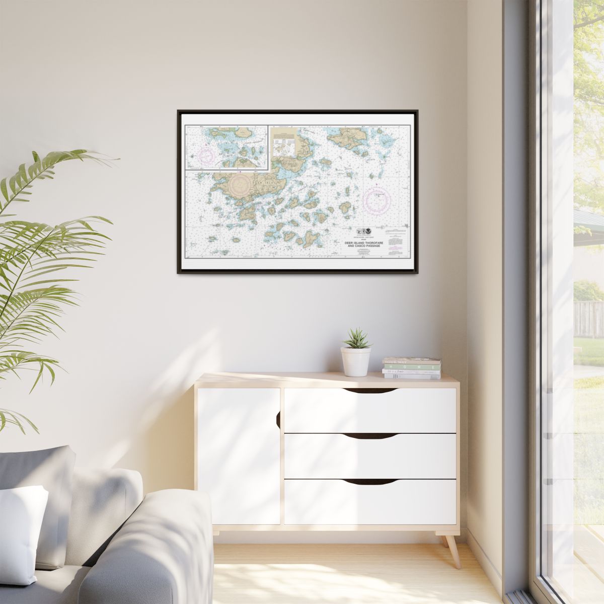 Chart 13315 Deer Island Thorofare and Casco Passage - NOAA Nautical Chart Floating Frame Canvas | 30" x 20" | 36" x 24" | 48" x 32" - Espresso context-1