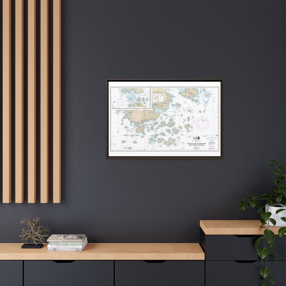 Chart 13315 Deer Island Thorofare and Casco Passage - NOAA Nautical Chart Floating Frame Canvas | 30" x 20" | 36" x 24" | 48" x 32" - Espresso context-2