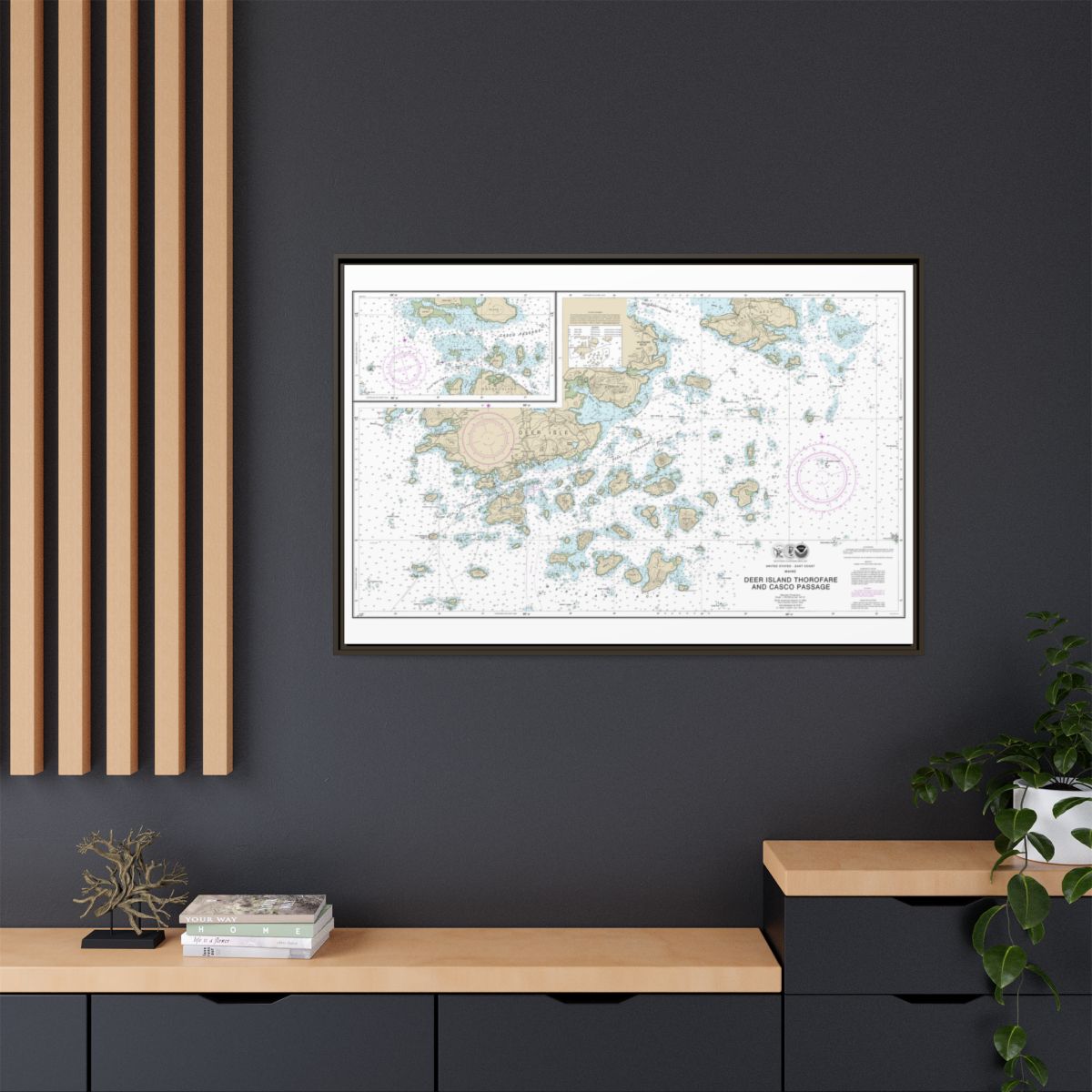 Chart 13315 Deer Island Thorofare and Casco Passage - NOAA Nautical Chart Floating Frame Canvas | 30" x 20" | 36" x 24" | 48" x 32" - Espresso context-2