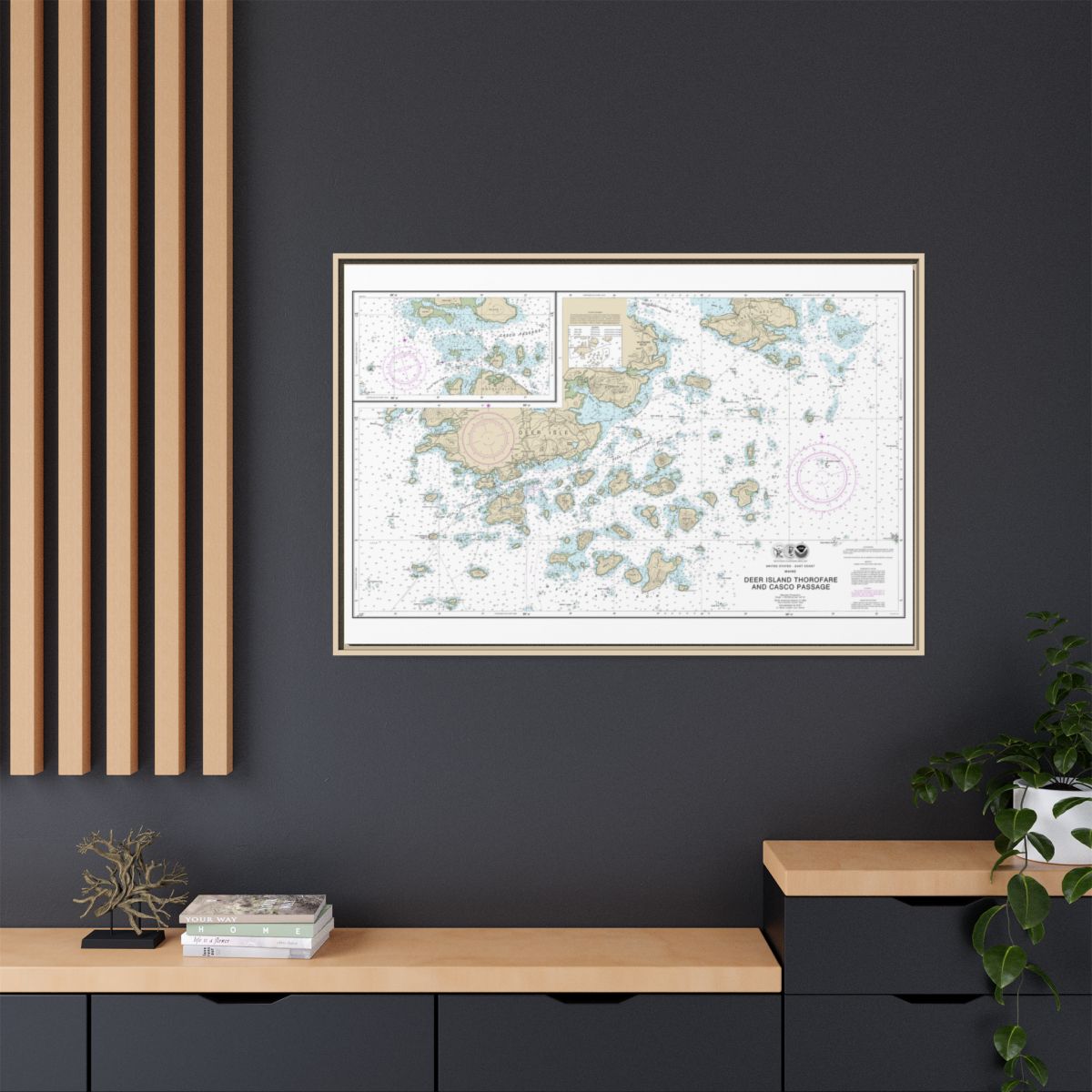 Chart 13315 Deer Island Thorofare and Casco Passage - NOAA Nautical Chart Floating Frame Canvas | 30" x 20" | 36" x 24" | 48" x 32" - Natural context-2