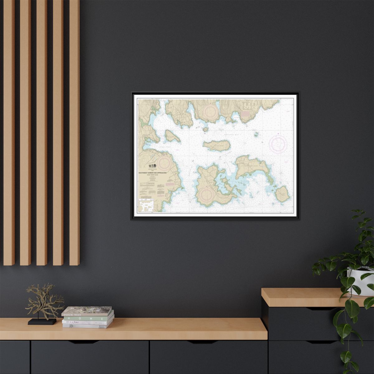 Chart 13321 Southwest Harbor and Approaches - NOAA Nautical Chart Floating Frame Canvas | 32" x 24" | 40" x 30" - Black context-2