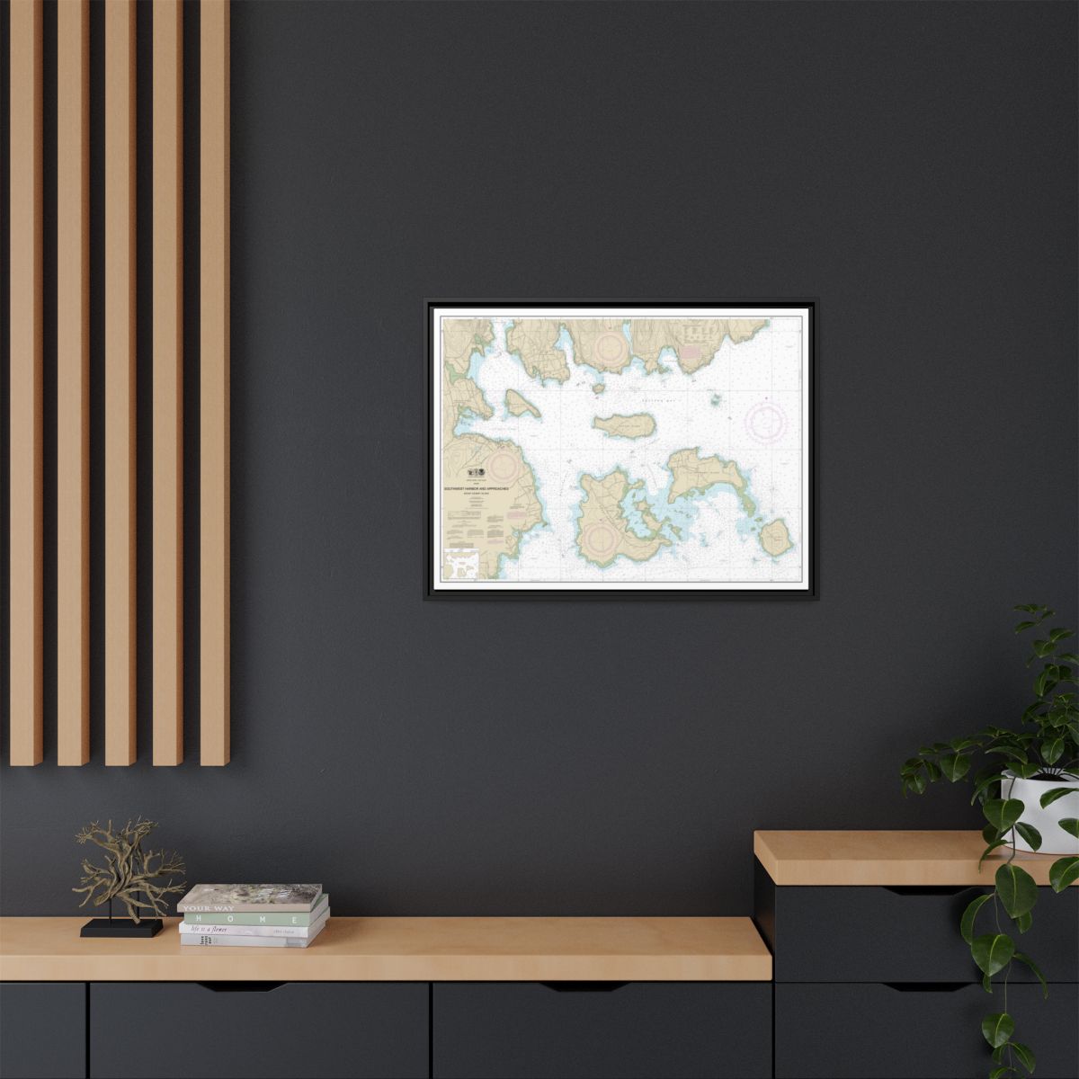 Chart 13321 Southwest Harbor and Approaches - NOAA Nautical Chart Floating Frame Canvas | 32" x 24" | 40" x 30" - Black context-2